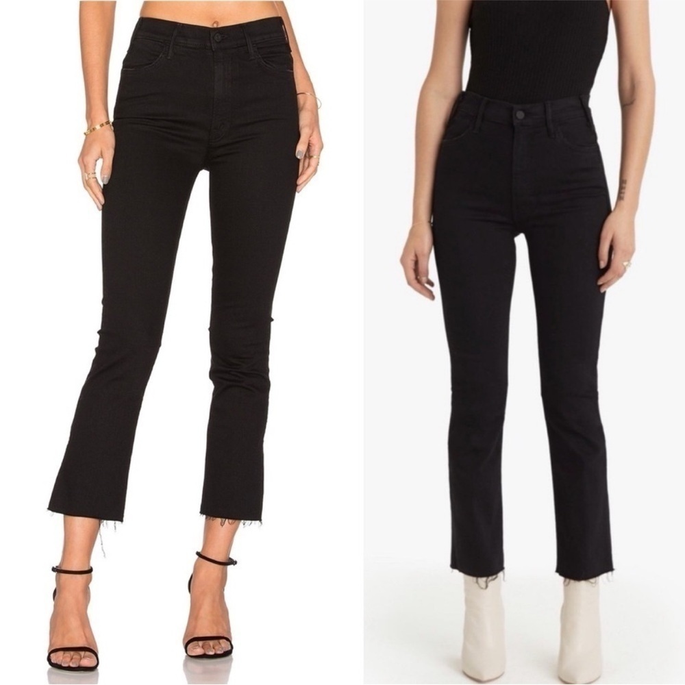 MOTHER- High Rise The Hustler Ankle Fray Straight Leg Black Not Guilty Size 27